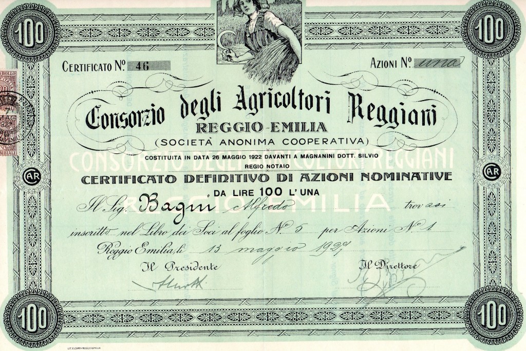 1927 Consorzio degli Agricoltori Reggiani Reggio Emilia Lit. E.Curti Reggio Emilia