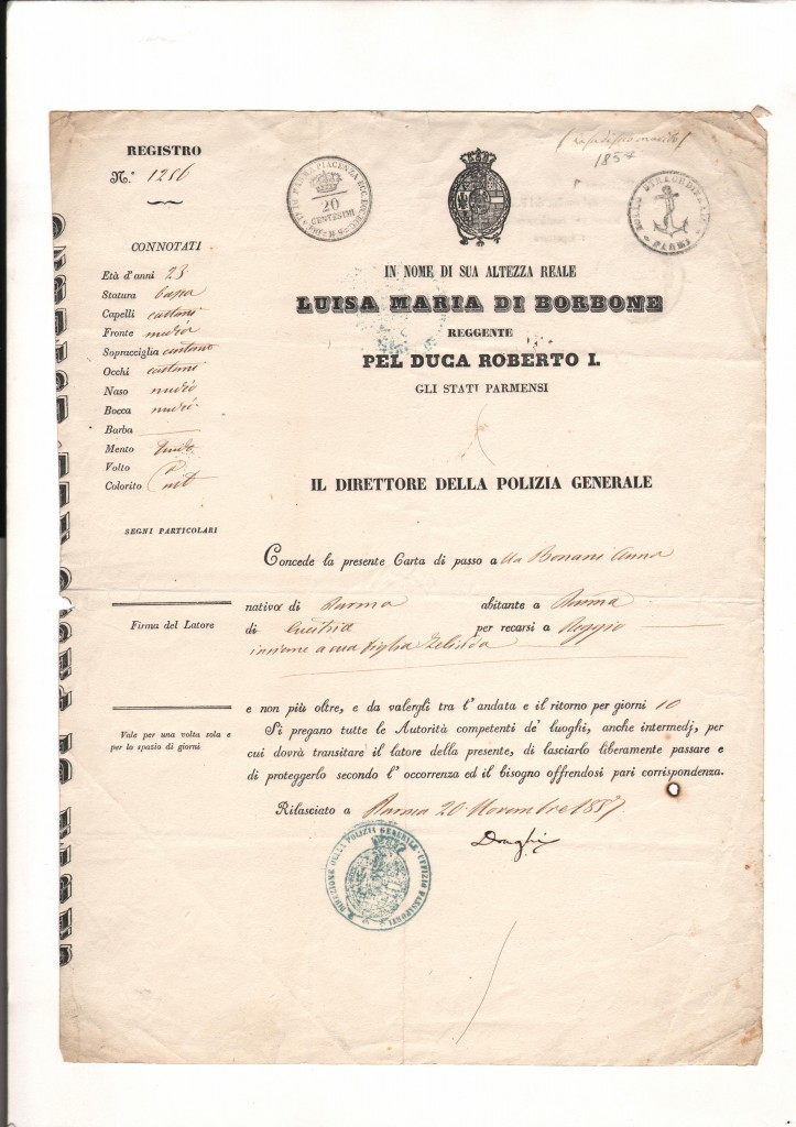 1857 Luisa Maria di Borbone reggente pel Duca Roberto I ril a Parma