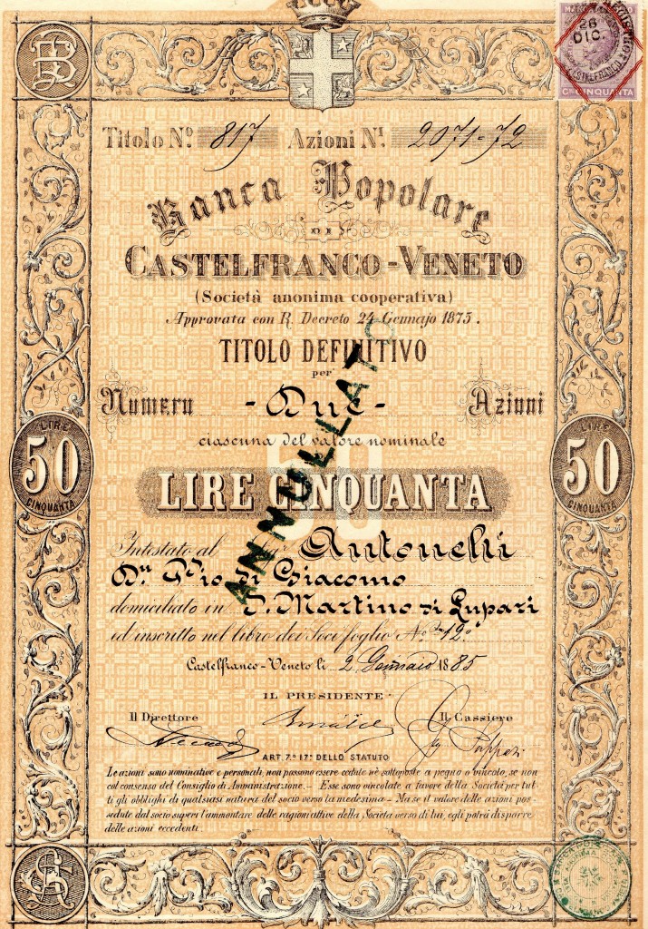 1885 Banca Popolare di Castelfranco Veneto n 817